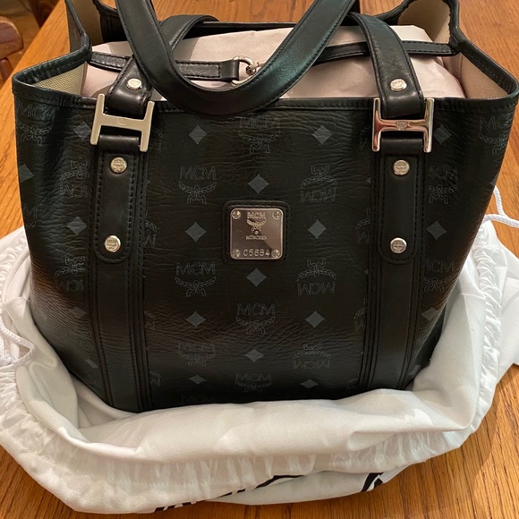 MCM Handbags - MCM Black Medium Visetos Tote